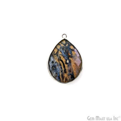 Pears 25x20mm Single Bail Silver Plated Gemstone Bezel Connector
