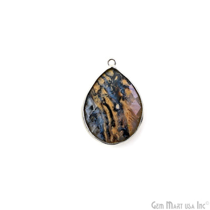 Pears 25x20mm Single Bail Silver Plated Gemstone Bezel Connector