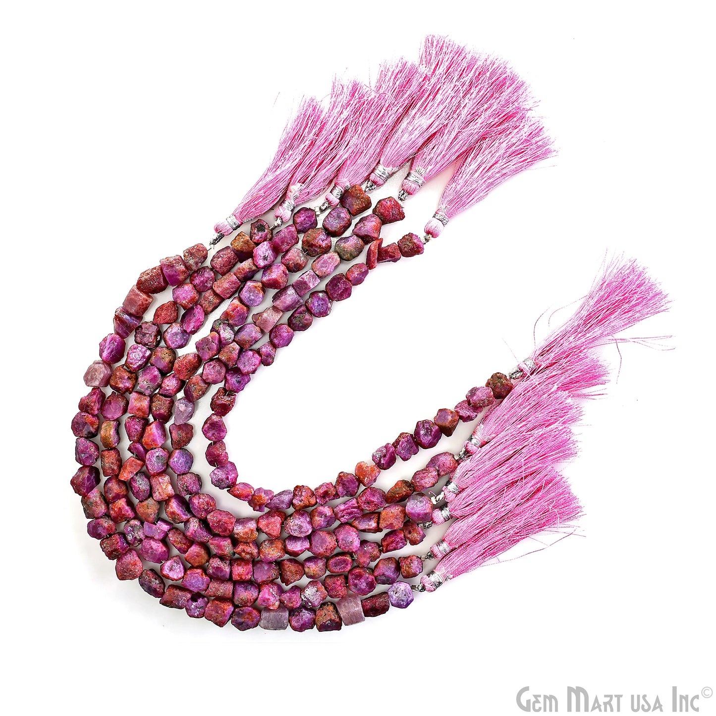 Ruby Rough Beads, 9 Inch Gemstone Strands, Drilled Strung Briolette Beads, Free Form, 7x5mm