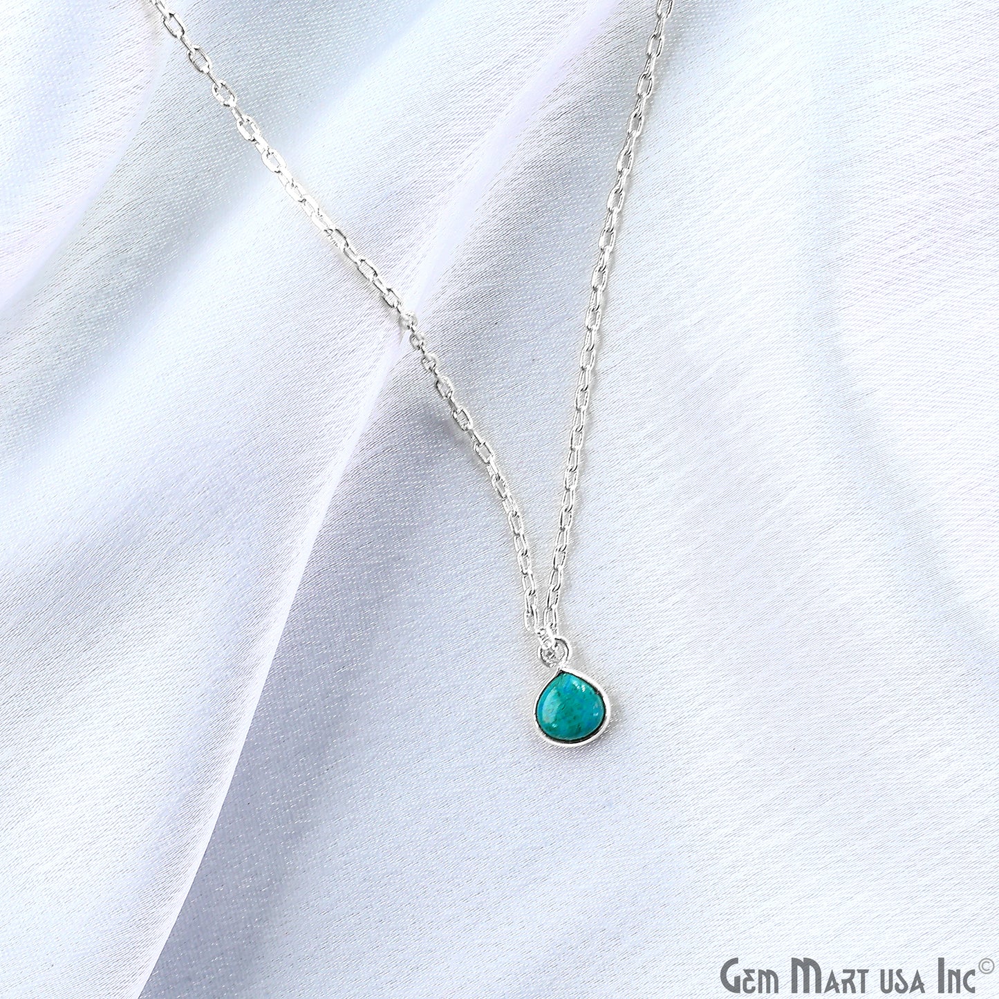 Chrysocolla Heart 6mm Silver Plated Single Bail Bezel Gemstone Connector