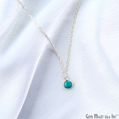 Chrysocolla Heart 6mm Silver Plated Single Bail Bezel Gemstone Connector