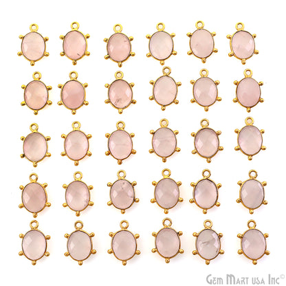 Oval 15x11mm Design Bezel Gold Plated Single Bail Gemstone Connector