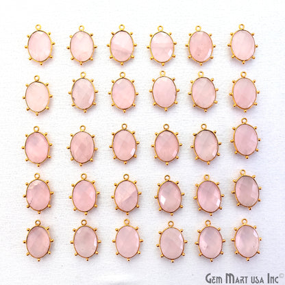 Oval 21x15mm Design Bezel Gold Plated Single Bail Gemstone Connector