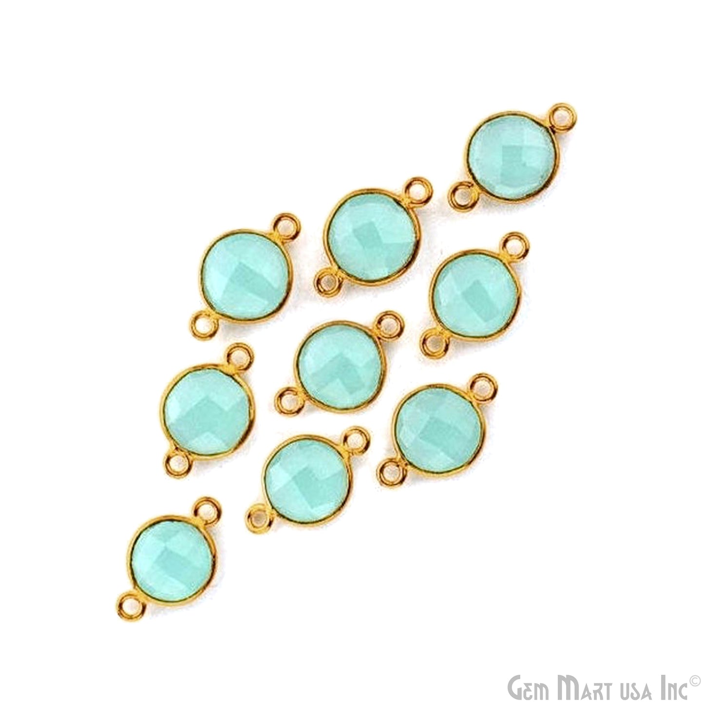 Round Shape 10mm Gold Plated Bezel Gemstone Connector (Pick Gemstone)