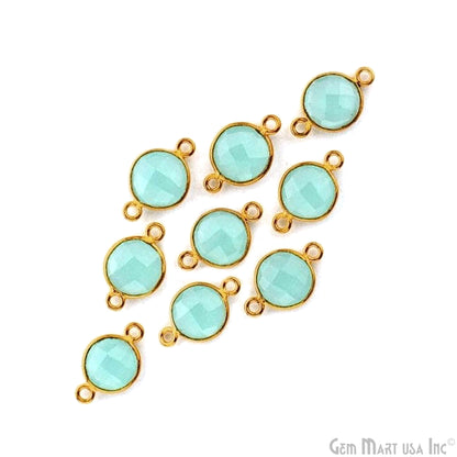 Round Shape 10mm Gold Plated Bezel Gemstone Connector (Pick Gemstone)