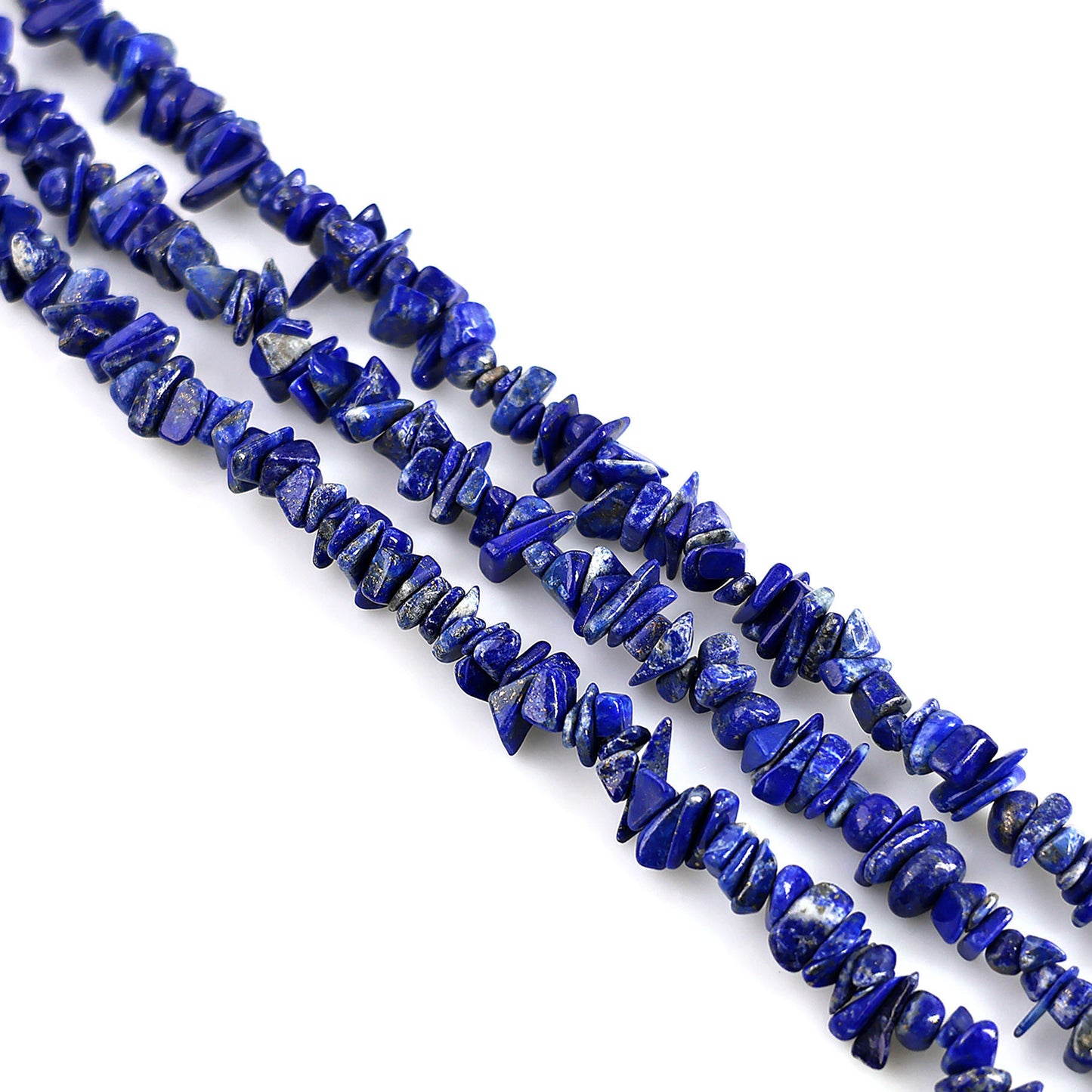 Lapis Chip Beads, 34 Inch, Natural Chip Strands, Drilled Strung Nugget Beads, 3-7mm, Polished, GemMartUSA (CHLP-70001)