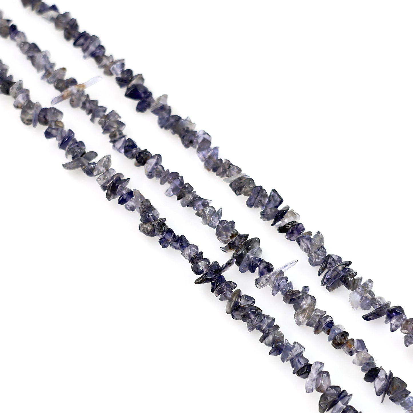 Iolite Chip Beads, 34 Inch, Natural Chip Strands, Drilled Strung Nugget Beads, 3-7mm, Polished, GemMartUSA (CHIO-70001)