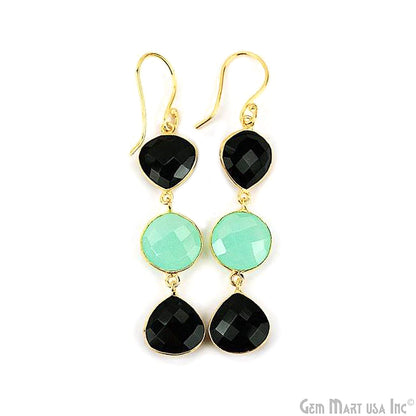 Gold Plated Round & Pears Shape 65x12mm Gemstone Dangle Hook Earring Choose Your Style (90093)