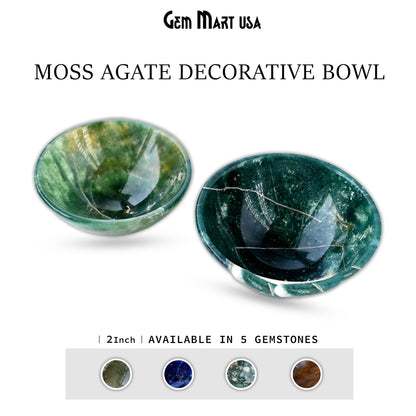 Natural Moss Agate Mini Carved Gemstone Bowl Cup 2 inch