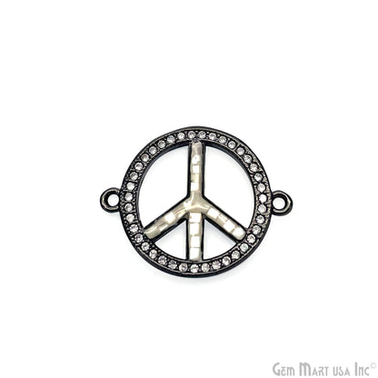 Peace Shape 18mm Cubic Zircon Round Double Bail Connector Pendant Charm Jewelry GemMartUSA
