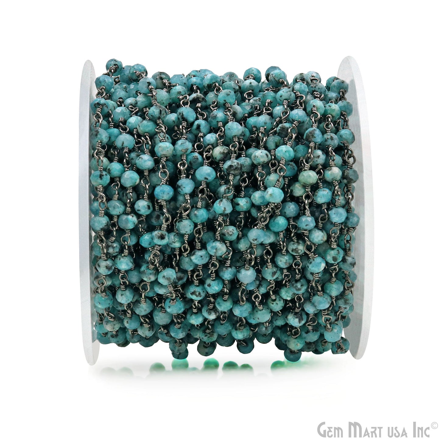 Dyed Jade Bead Faceted Crystal Rondelle Rosary Chain Black Plating, 4mm, 1+ ft