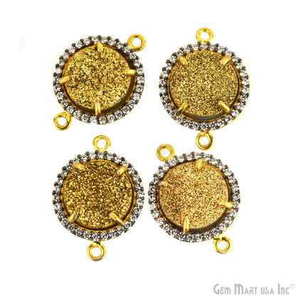 Cubic Zirconia Pave 12mm Round Gold Bail Connector