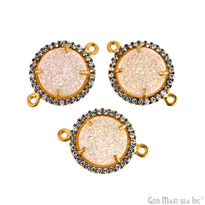 Cubic Zirconia Pave 12mm Round Gold Bail Connector