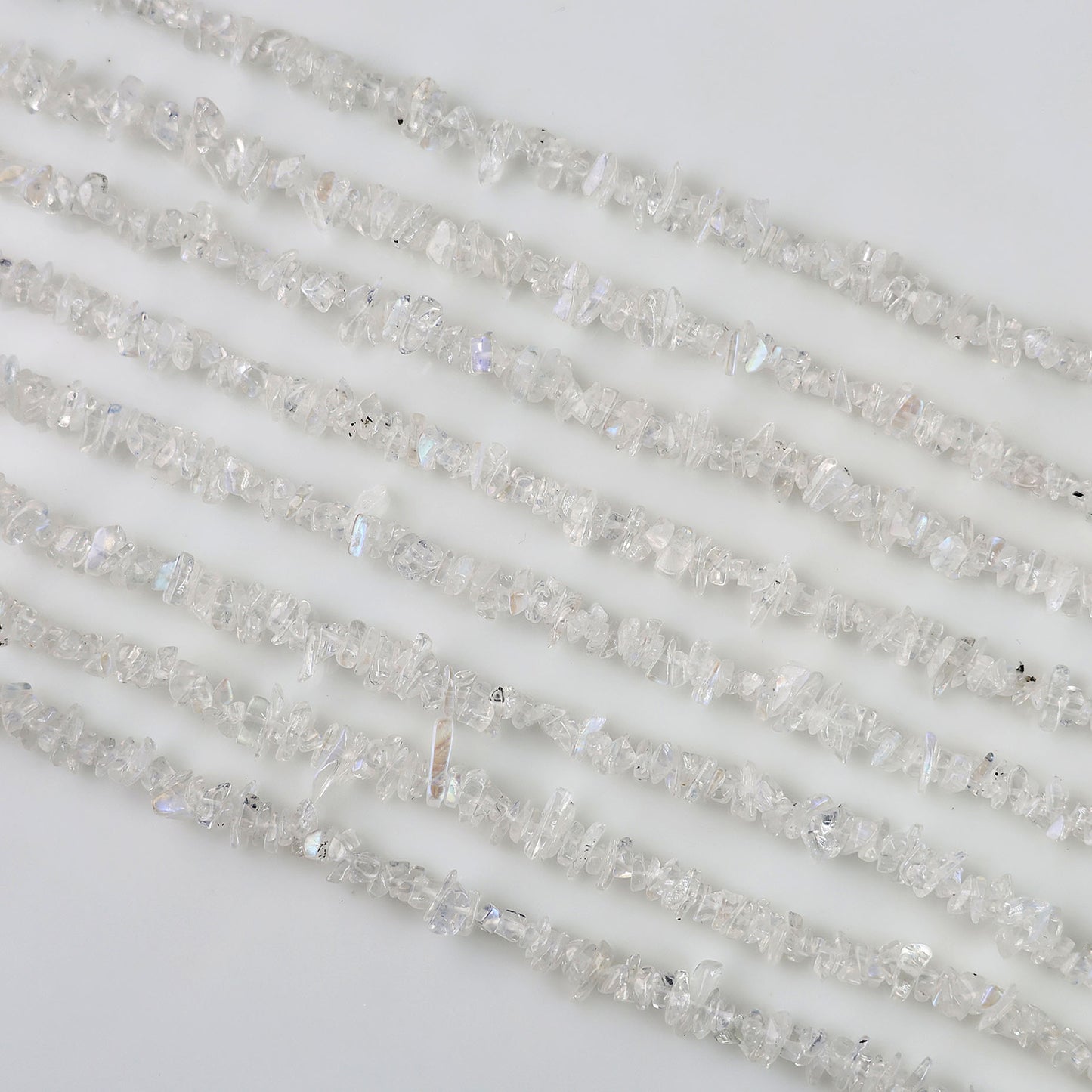 Rainbow Moonstone Chip Beads, 34 Inch, Natural Chip Strands, Drilled Strung Nugget Beads, 3-7mm, Polished, GemMartUSA (CHRM-70001)