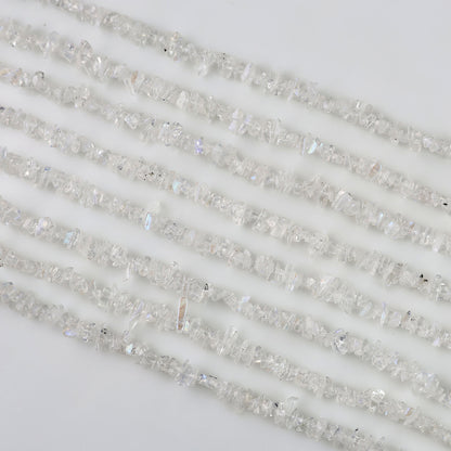 Rainbow Moonstone Chip Beads, 34 Inch, Natural Chip Strands, Drilled Strung Nugget Beads, 3-7mm, Polished, GemMartUSA (CHRM-70001)