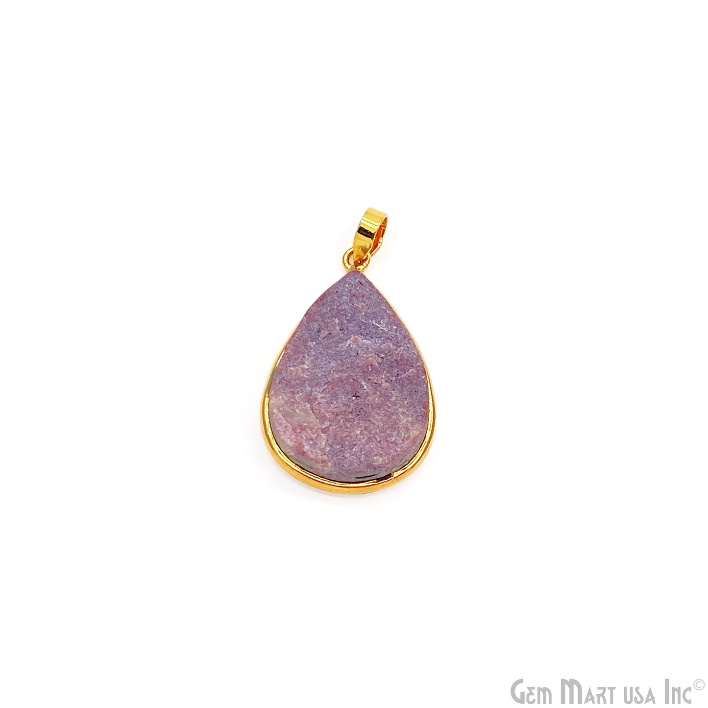 Cobalt Calcite Pendant Pear Shape 28x26mm Single Bail Gold Plated Bezel Connector Pendant