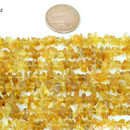 Dark Citrine Chip Beads, 34 Inch, Natural Chip Strands, Drilled Strung Nugget Beads, 3-7mm, Polished, GemMartUSA (CHCI-70002)