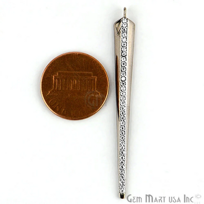 SPIKE Shape Cubic Zircon Pave Silver Charm For Bracelet & Pendants