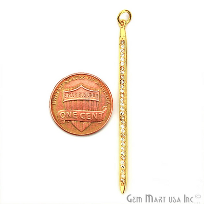 Spoke Shape Cubic Zircon Pave Gold Vermeil Charm For Bracelet & Pendants