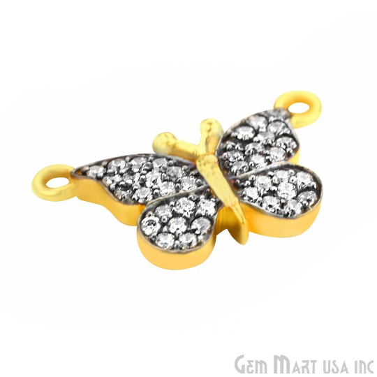 Butterfly Charm Cubic Zircon Pave Gold Vermeil Charm For Bracelet & Pendants