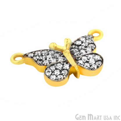Butterfly Charm Cubic Zircon Pave Gold Vermeil Charm For Bracelet & Pendants