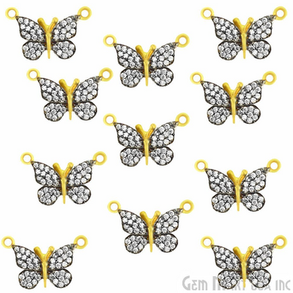 Butterfly Charm Cubic Zircon Pave Gold Vermeil Charm For Bracelet & Pendants