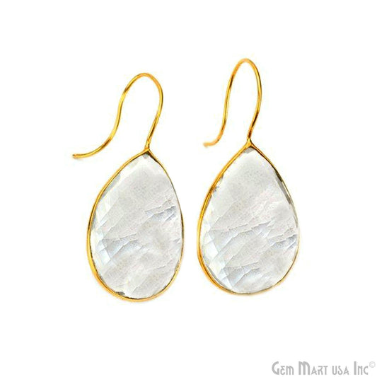 Pear Shape 30x20mm Gold Plated Gemstone Hook Earrings (Pick your Gemstone) (90106-1)