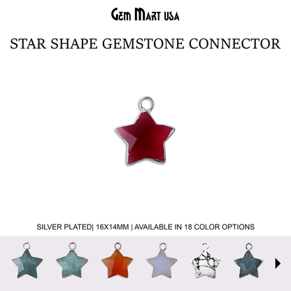 Star Shape Single Bail 16x14mm Silver Electroplated Gemstone Connector