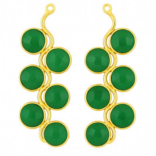 Wavy Design 41x20mm Gold Plated Gemstone Bezel Component