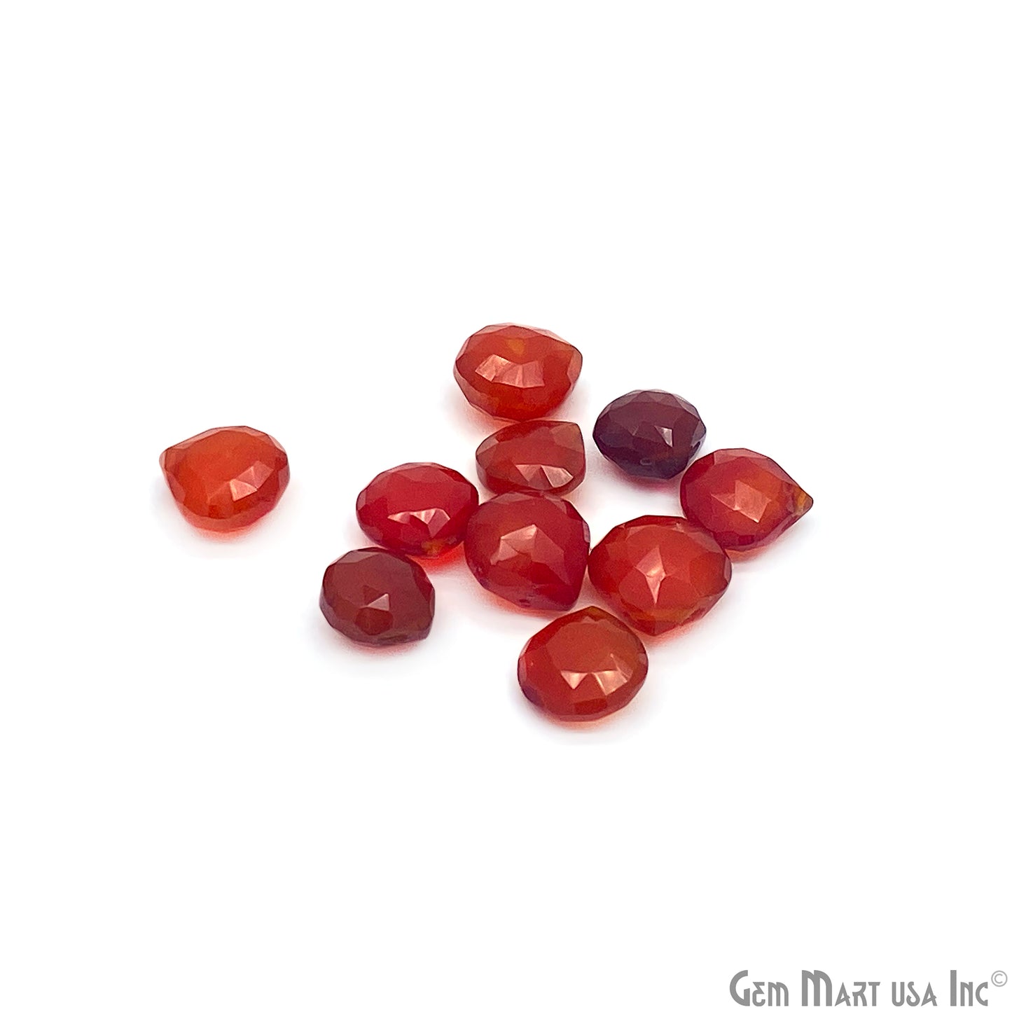 Carnelian Drop Gemstone, 10-12mm, 10pc, 100% Natural Faceted Loose Gems, August Birthstone