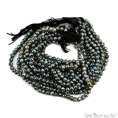 Mystique Labradorite Rondelle Beads, 10 Inch Gemstone Strands, Drilled Strung Nugget Beads, Faceted Round, 5mm