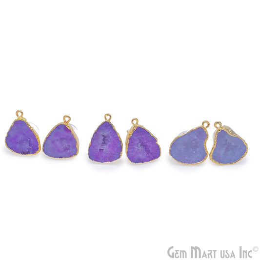 DIY Geode Druzy 28x18mm Gold Electroplated Loop Connector Studs Earrings