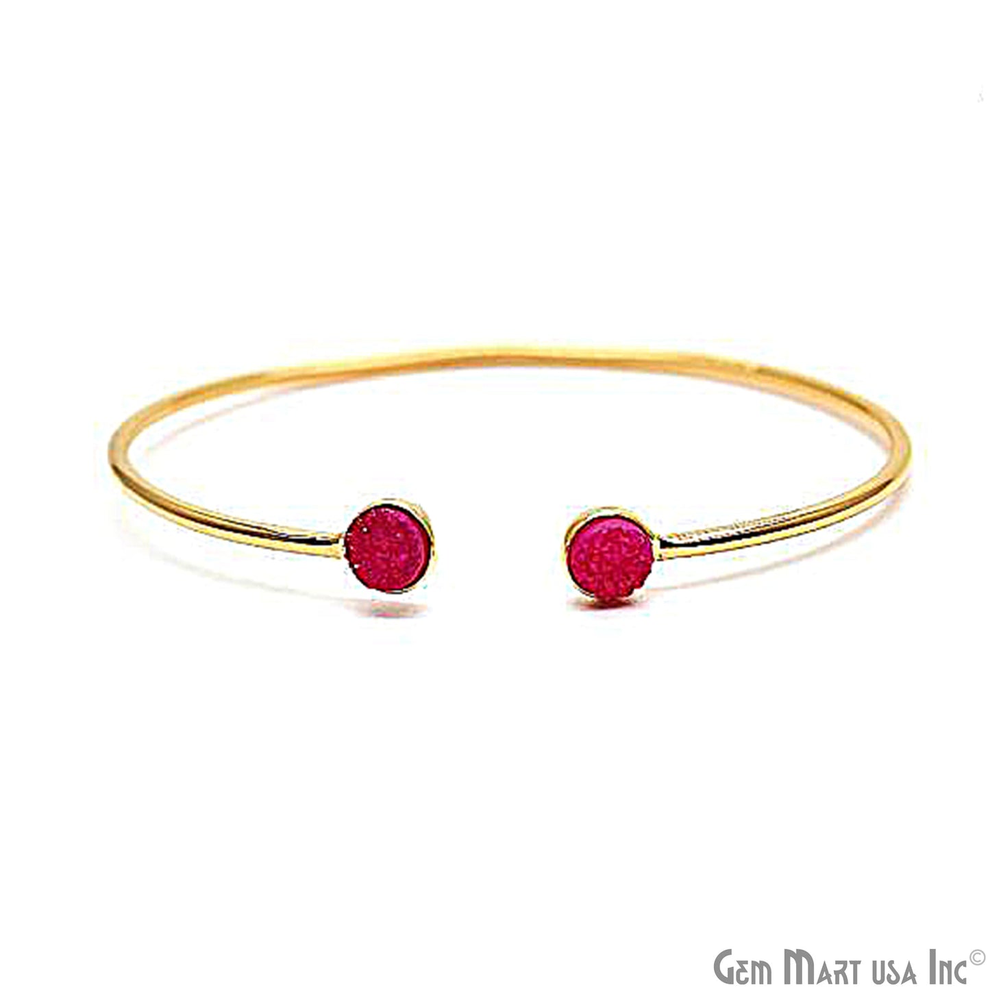 Gold Plated 6mm Round Druzy Adjustable Bangle Bracelets (Pick your Gemstone)