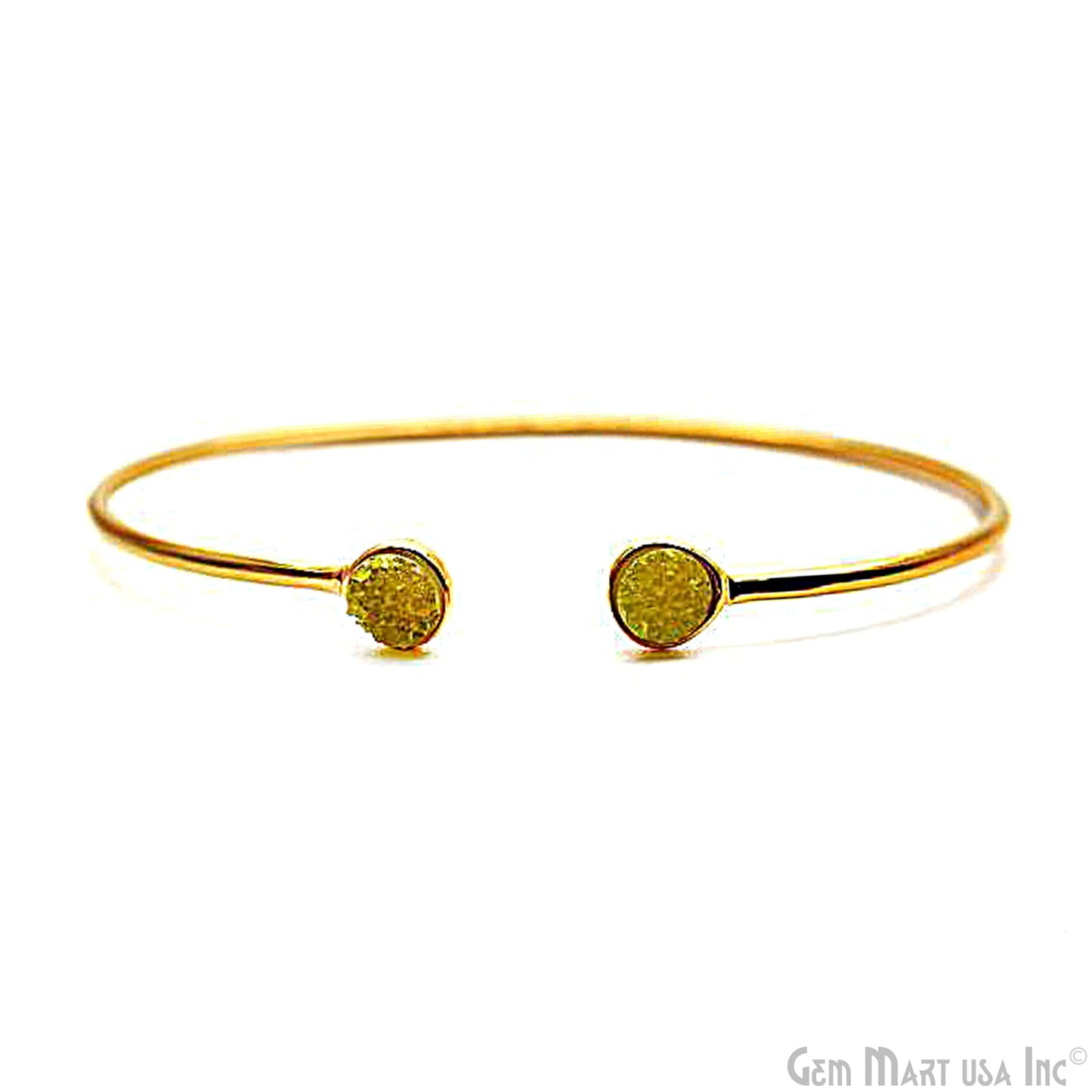 Gold Plated 6mm Round Druzy Adjustable Bangle Bracelets (Pick your Gemstone)