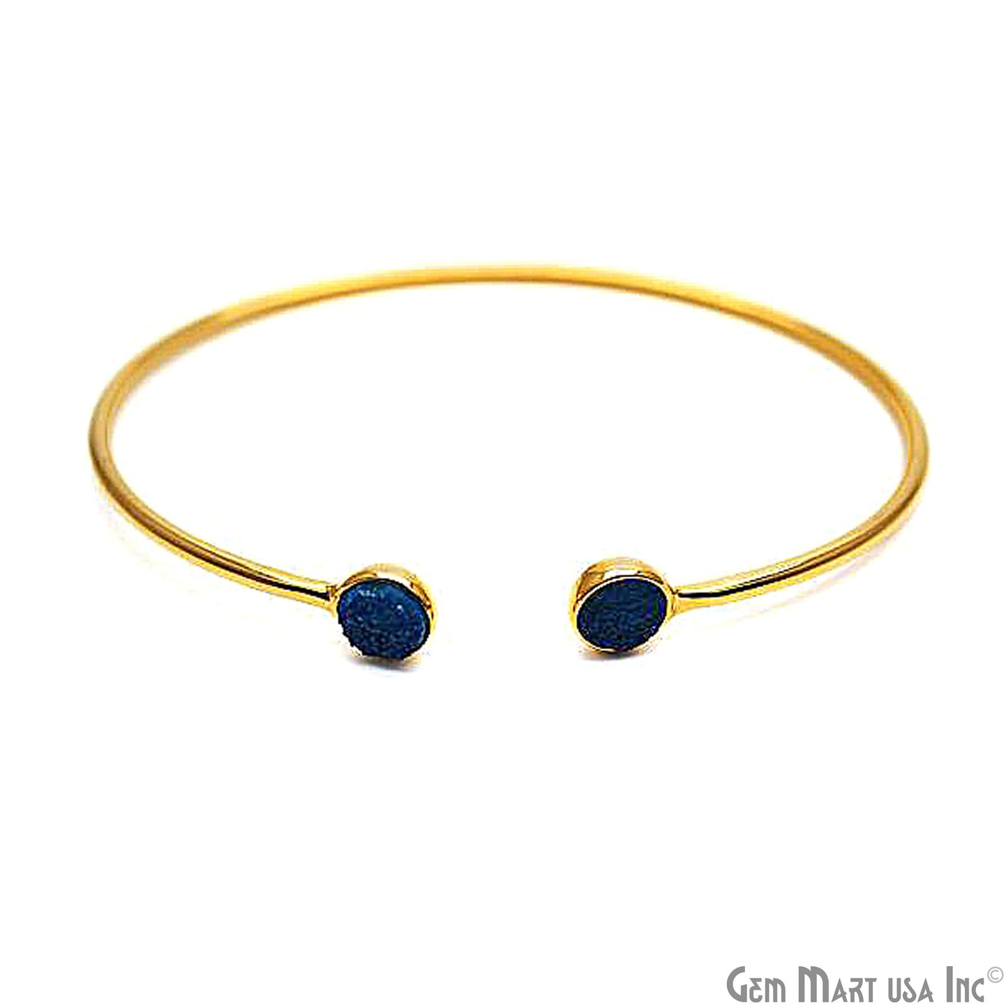 Gold Plated 6mm Round Druzy Adjustable Bangle Bracelets (Pick your Gemstone)