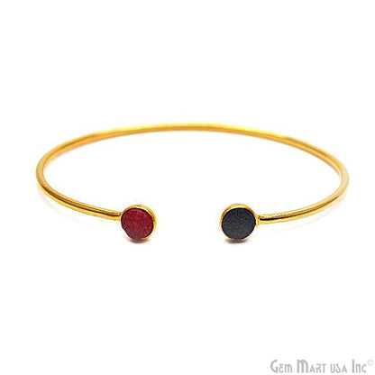 Gold Plated 6mm Round Druzy Adjustable Bangle Bracelets (Pick your Gemstone)