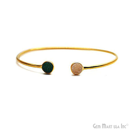 Gold Plated 6mm Round Druzy Adjustable Bangle Bracelets (Pick your Gemstone)