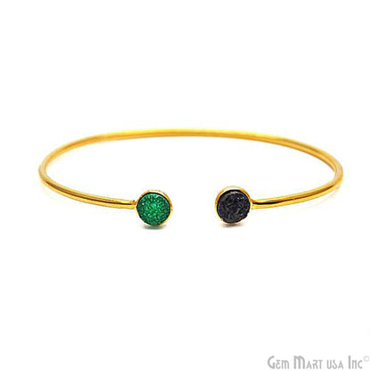 Gold Plated 6mm Round Druzy Adjustable Bangle Bracelets (Pick your Gemstone)