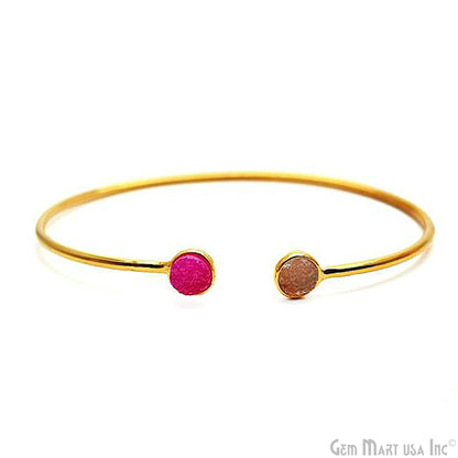 Gold Plated 6mm Round Druzy Adjustable Bangle Bracelets (Pick your Gemstone)