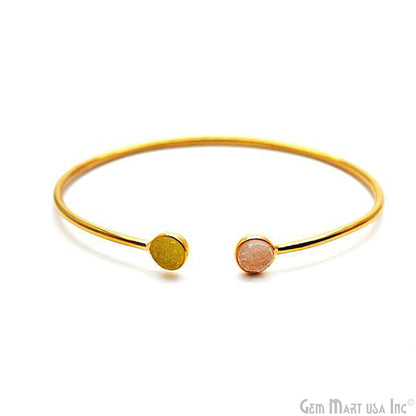 Gold Plated 6mm Round Druzy Adjustable Bangle Bracelets (Pick your Gemstone)