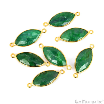 Marquise 10x20mm Gold Bezel Double Bail Gemstone Connector