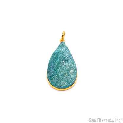 Fuchsite Pendant Pear Shape 45x25mm Single Bail Gold Plated Bezel Pendant