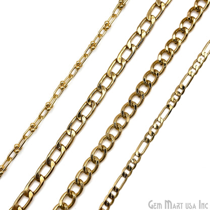 Gold Plated Chain Bulk Lot, Chunky Link Finding Chain, Wholesale Thick Jewelry Chain, Necklace Bracelet, DIY Jewelry Starter Kit, 9+ ft