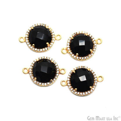Cubic Zirconia Pave 12mm Round Gold Bail Connector