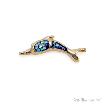 Shell Dolphin Fish Charm Pendant 24x8mm Single Bail Bracelet Charm Jewelry GemMartUSA