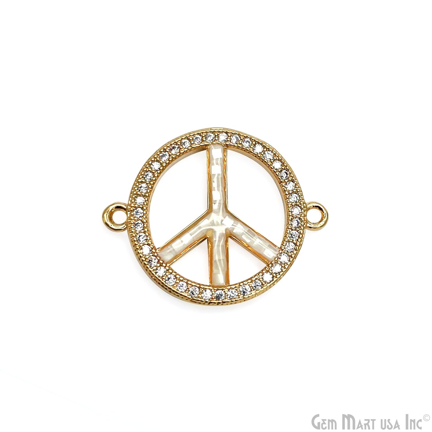 Peace Shape 18mm Cubic Zircon Round Double Bail Connector Pendant Charm Jewelry GemMartUSA