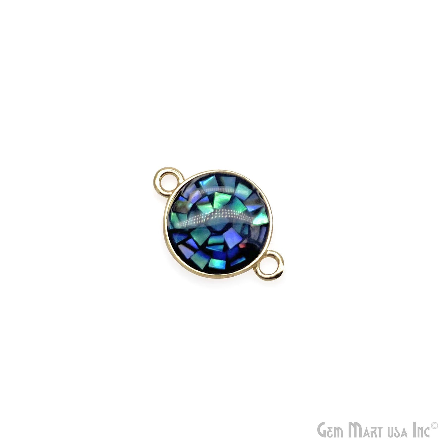 Shell Round Shape 10mm Double Bail Connector Charm Jewelry GemMartUSA