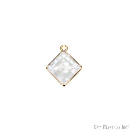 Shell Square Shape 14mm Single Bail Connector Charm Jewelry GemMartUSA