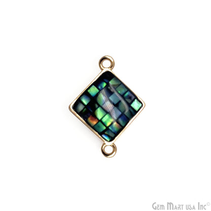 Shell Square Shape 14mm Double Bail Connector Charm Jewelry GemMartUSA