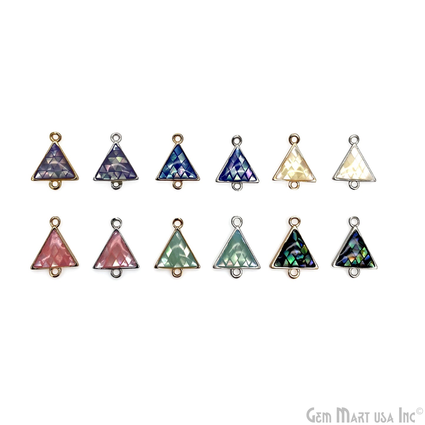 Shell Triangle Shape 15x11mm Double Bail Connector Charm Jewelry GemMartUSA